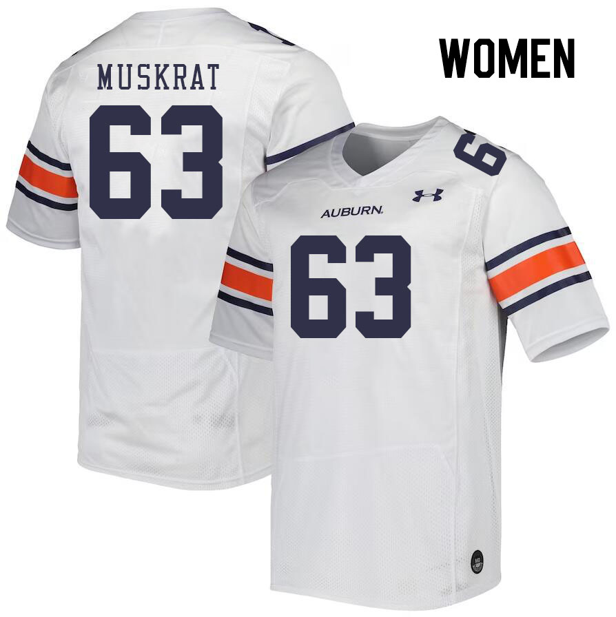 Women #63 Jaden Muskrat Auburn Tigers College Football Jerseys Stitched Sale-White